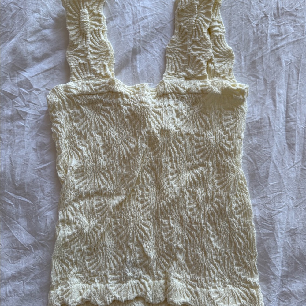 Free People Cream Textured Tank Top